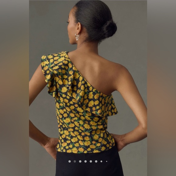 Anthropologie Maeve One Shoulder Ruffle Top NWT Sz M - Picture 2 of 5